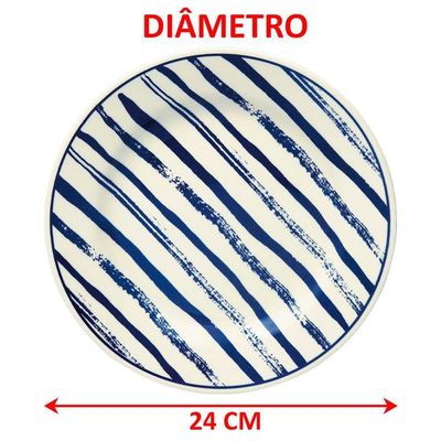 Kit Jogo Pratos Raso Jantar 10 Pessoas 10 Peças Margaridas 24cm