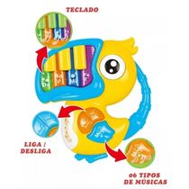 Teclado Infantil Bebês Musical Luz Tucano Amarelo - Fenix