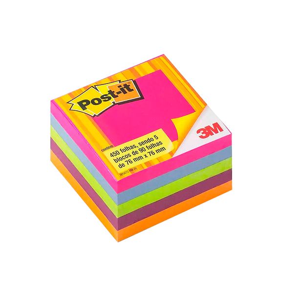 Bloco Adesivo Post It 3M Cubo Tropical 76x76mm 450 Folhas Bloco Adesivo Post It 3M Cubo Tropical 76x76mm 450 Folhas