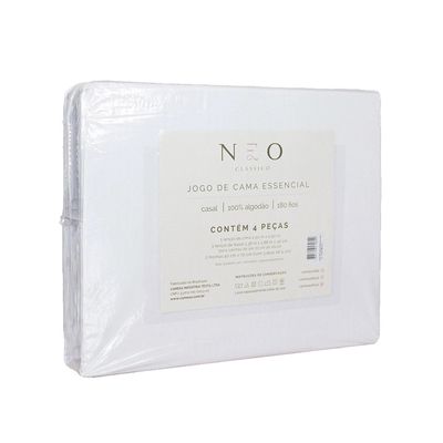 Jogo de Cama Solteiro Camesa Essencial Neo 100% Algodão Cinza 3 Peças