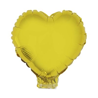 Balão Metalizado 11" Funny Coração Dourado com Suporte