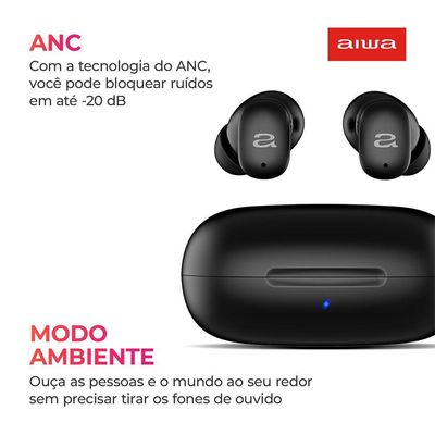 Fone de Ouvido Earbud Aiwa Bt Ipx5 Anc Bivolt