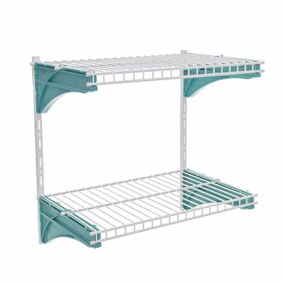 Kit Área de Serviço Metaltru com 2 Prateleiras Verde Menta com Branco