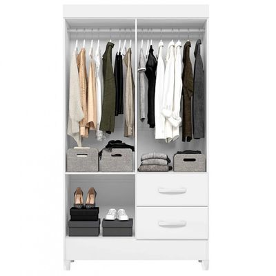 Guarda-Roupa Mobi com 4 Portas e 2 Gavetas Palumóveis Branco/Rosa Matte