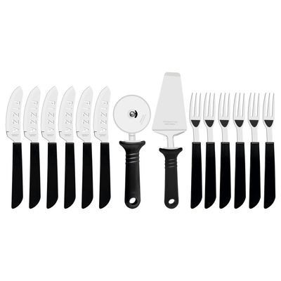 Kit para Pizza Tramontina com Laminas em Aço Inox e Cabos de Polipropileno Preto 14 Peças
