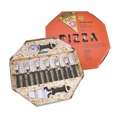 Kit para Pizza Tramontina com Laminas em Aço Inox e Cabos de Polipropileno Preto 14 Peças