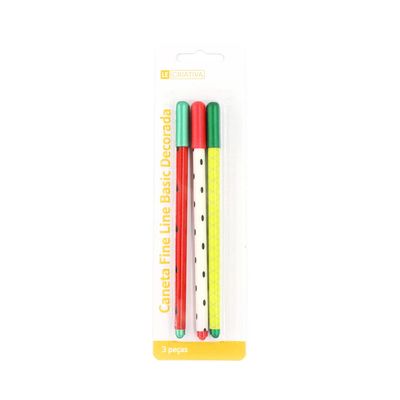 Caneta Fine Line Le Basic Decorada 0.5mm com 3 Unidades