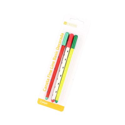 Caneta Fine Line Le Basic Decorada 0.5mm com 3 Unidades