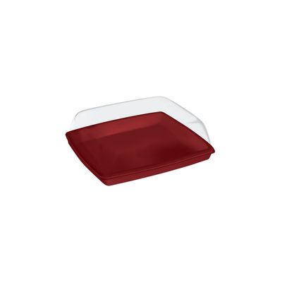 Porta Frios de Plástico Brinox Cozy com Tampa Vermelho 16x19cm