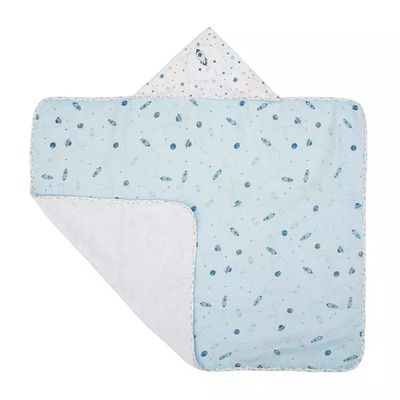 Toalha Felpuda Papi com Capuz Espaço com Forro de Fralda 70x90cm