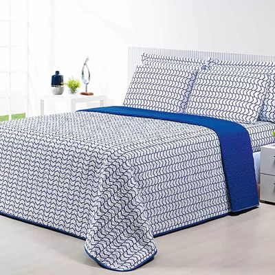 Jogo de Cama Casal Le Casa Solar 100% Poliéster Azul 3 Peças