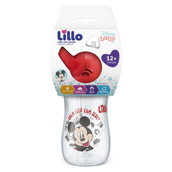 Copo Infantil com Canudo Lillo Evolution Mickey 300ml