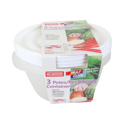 Conjunto de Potes São Bernardo Multiclick em Plástico com 3 Peças 1,8L - Item Sortido