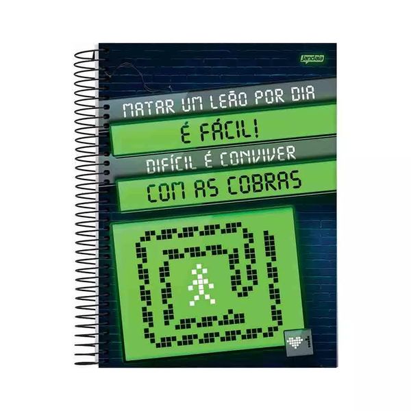 Caderno Universitário Jandaia Espiral Capa Dura Placas Humor 10 Matérias 160 Folhas - Item Sortido