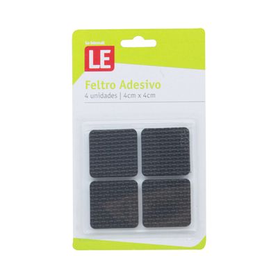Feltro Adesivo Le com 4 Peças 4x4cm Preto