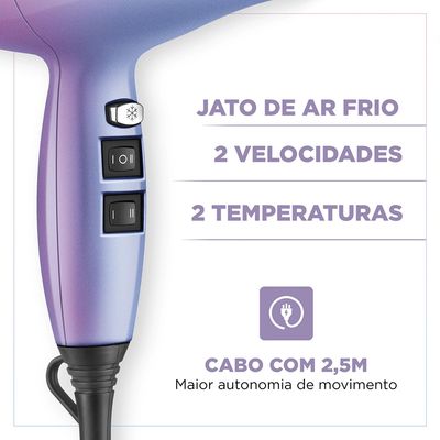 Secador de Cabelo Mondial Duo Colors by Juliette SPC-JU-03 Azul e Rosa - 2000W 127V