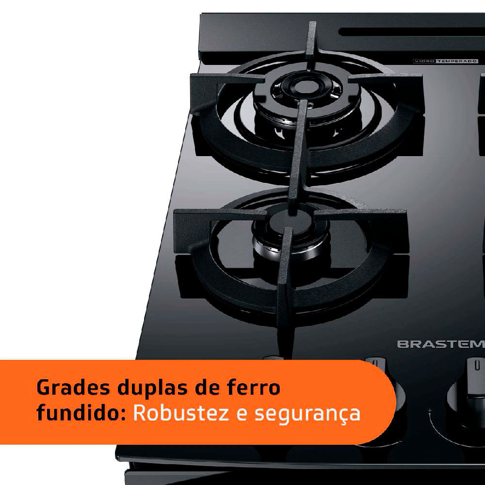 Fogão Brastemp 4 Bocas BFO4XAE com Mesa de Vidro Temperado e Dupla