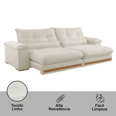 Sofá Dubai Linho 02 Módulos De 90 Cm B25 Cm Meu Sofá Online A302 Linho Branco