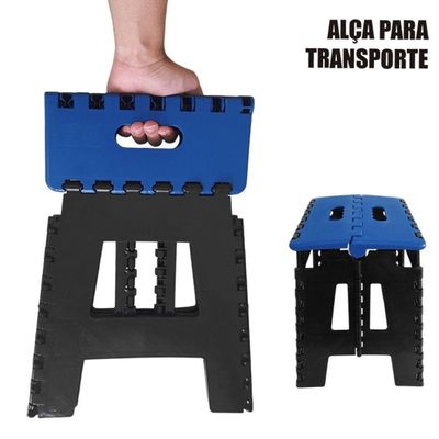 Banco Dobrável Para Camping Multiuso Até 100kg Banqueta Plástico Azul Escuro