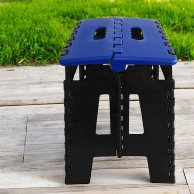 Banco Dobrável Para Camping Multiuso Até 100kg Banqueta Plástico Azul Escuro