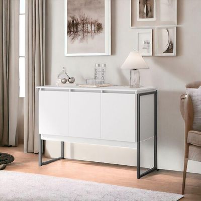 Buffet 3 Portas Classico Siberia - Branco E Preto Branco E Preto