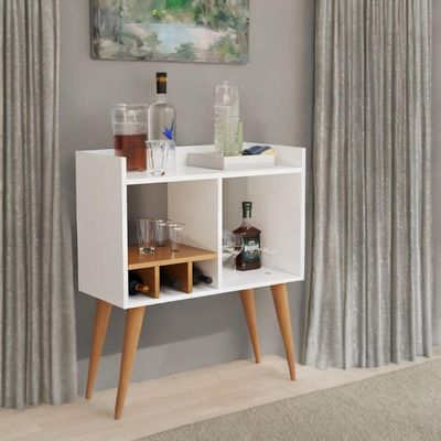 Aparador Retrô Porta Bebidas E Decoração Sala De Estar Branco