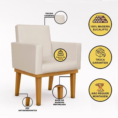Kit 16 Poltronas Reforçada Courino Bege