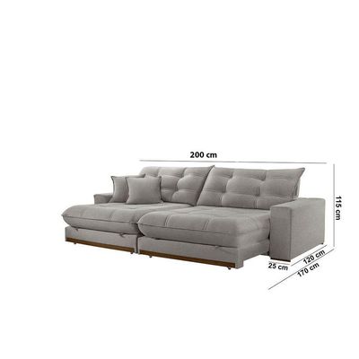 Sofá Duque Dois Módulos De 100cm B25cm Meu Sofá Online A230 Linho Cinza