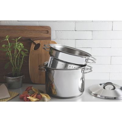 Jogo Cozi-Pasta Tramontina Solar em Aço Inox Fundo Triplo com Alças 2 Peças 24 cm