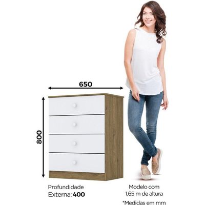 Cômoda Infantil 4 Gavetas Labirinto Rústico Branco