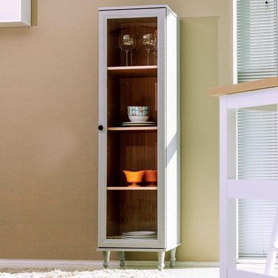Cristaleira 1 Porta Vidro Pés Madeira 151x40 Cm E963 Cinza Dtall Cinza