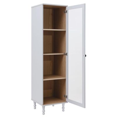Cristaleira 1 Porta Vidro Pés Madeira 151x40 Cm E963 Cinza Dtall Cinza