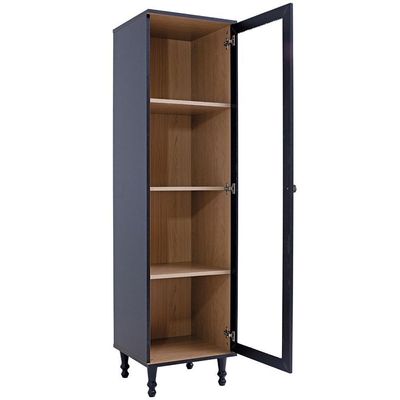 Cristaleira 1 Porta Vidro Pés Madeira 151x40 Cm E963 Preto Dtall Preto