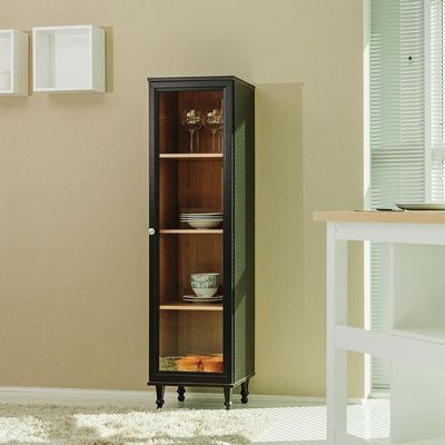 Cristaleira 1 Porta Vidro Pés Madeira 151x40 Cm E963 Preto Dtall Preto