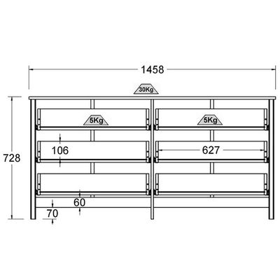 Comoda Para Quarto 6 Gavetas 146 Cm Dm221 Diamond Dtall Diamond