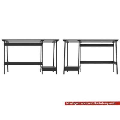 Mesa Escrivaninha Gamer 2 Pateleiras 120 Cm Mc190 Preto Dtall Preto