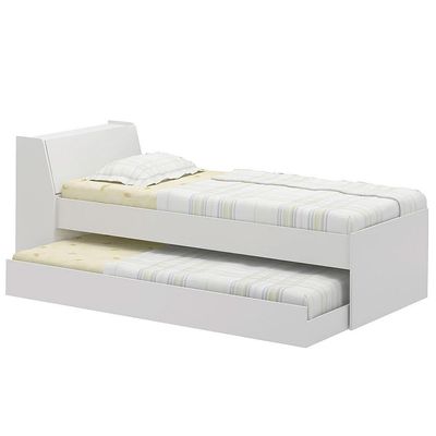 Cama Solteiro Bicama Cabeceira Bau 220x88 Bb28 Branco Dtall Branco