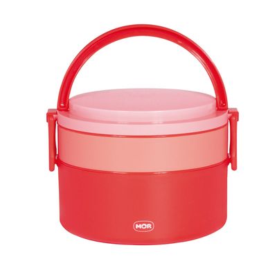 Pote Marmita 2 Andares Redondo com Alça - Vermelho