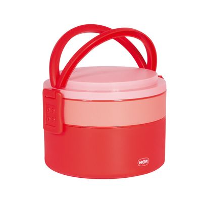Pote Marmita 2 Andares Redondo com Alça - Vermelho