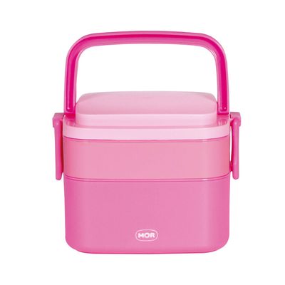 Pote Marmita 2 Andares Quadrado com Alça - Rosa
