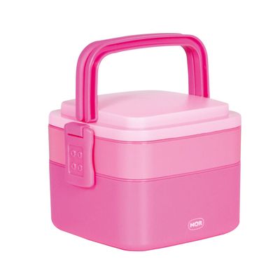 Pote Marmita 2 Andares Quadrado com Alça - Rosa