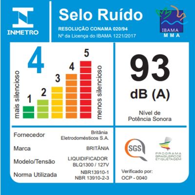 Liquidificador Britânia BLQ1300V Fortis Turbo 1400W 3L 220V