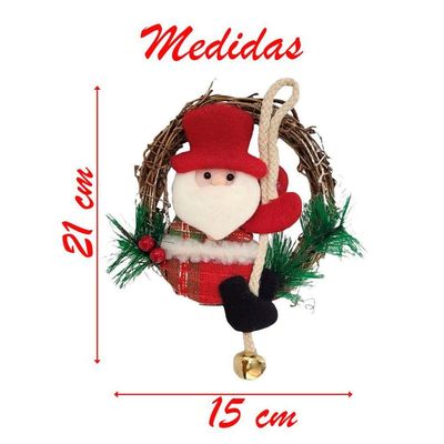 Guirlanda Natalina Enfeite De Porta Papai Noel 21cm