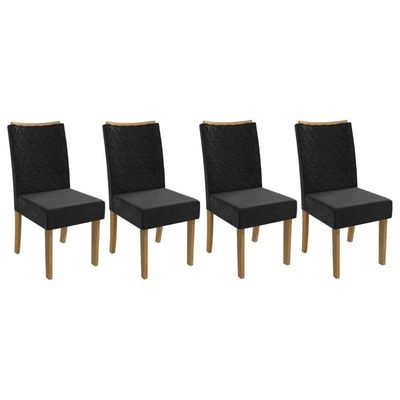 Kit 4 Cadeiras Sala Jantar 2cad129fr 4 Un Freijo Suede Preto A038