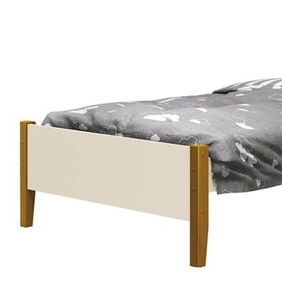 Cama Solteiro Simba Areia Fosco Pés Amadeirado Com Colchão D33 Reller Móveis