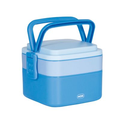 Pote Marmita 2 Andares Quadrado com Alça - Azul