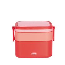 Pote Marmita 2 Andares Quadrado com Alça - Vermelho