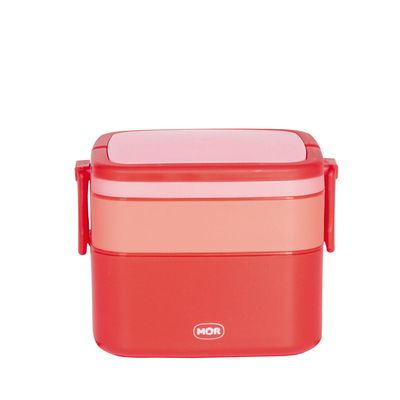Pote Marmita 2 Andares Quadrado com Alça - Vermelho
