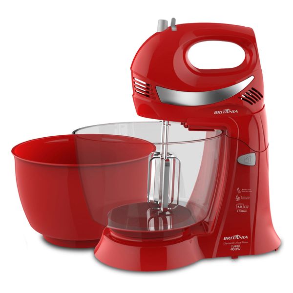 Batedeira Britânia Diamante Cristal Maxx Turbo 400W Vermelha 220V
