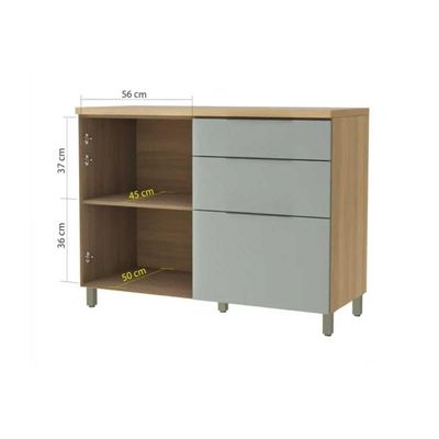 Módulo Cozinha Marquesa Com 1 Porta E 3 Gavetas 120cm Nature Verde